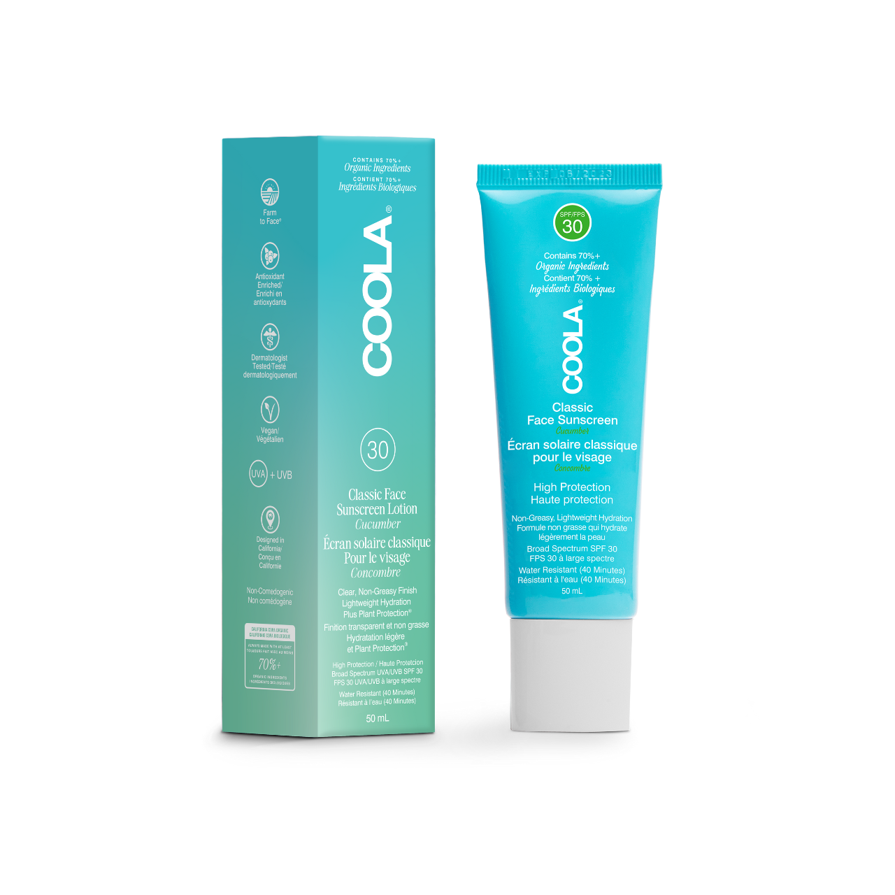 COOLA Classic Face Organic Sunscreen Lotion SPF 30 - Cucumber