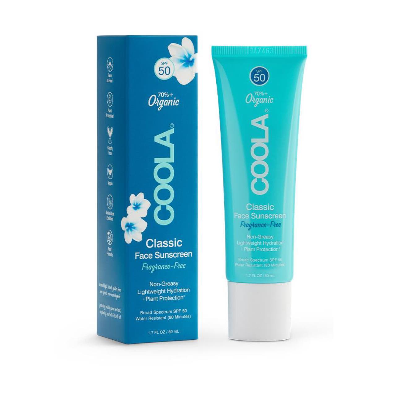 COOLA Classic Face SPF 50 Organic Sunscreen Lotion - Fragrance - Free