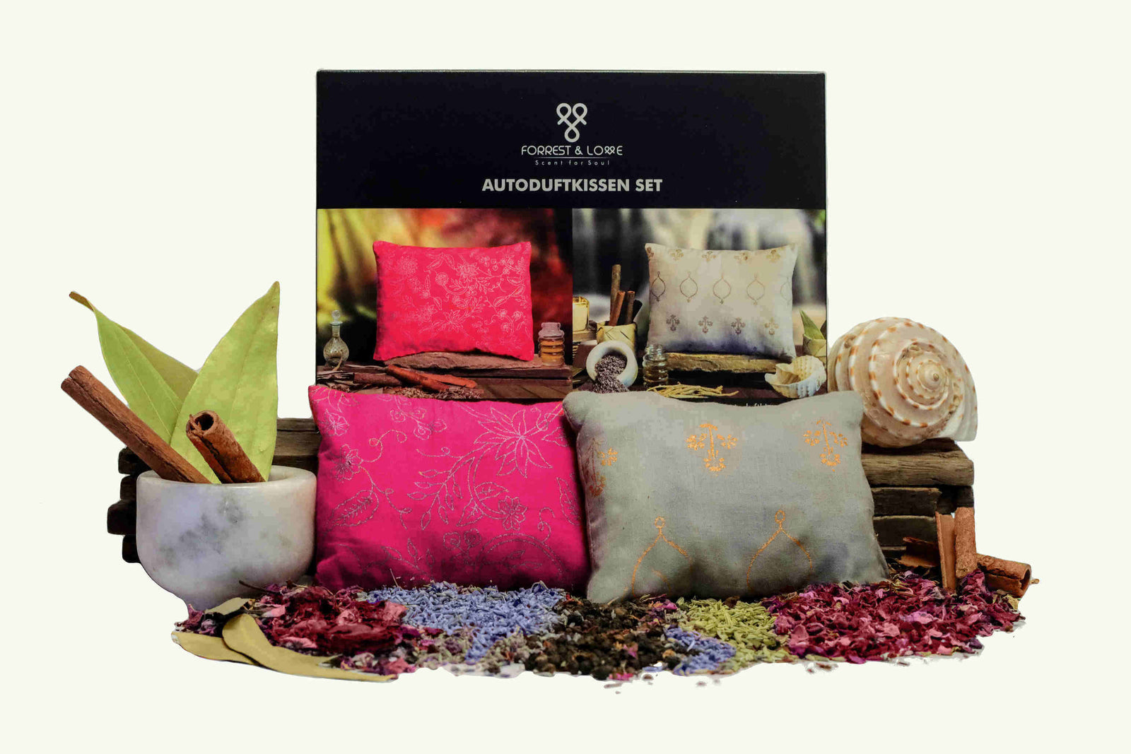 FORREST & LOVE SETR AND ENVI AROMA CAR CUSHION SET